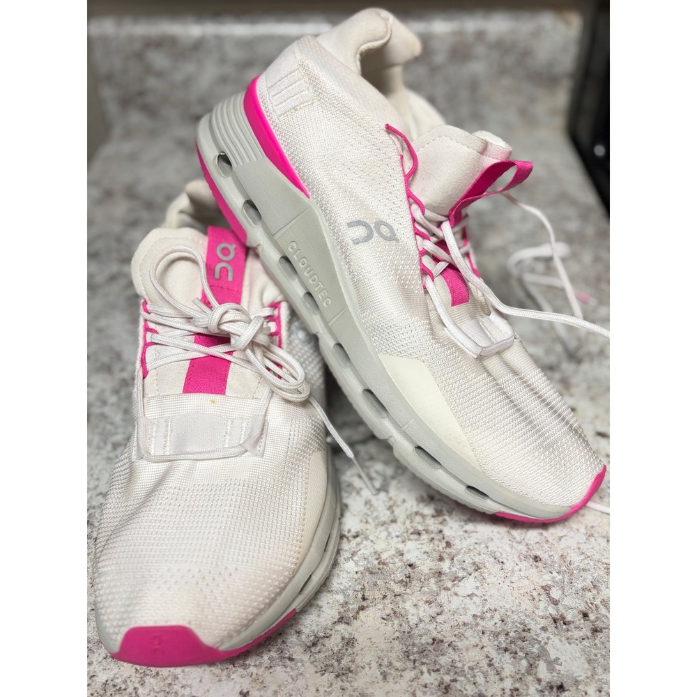 On Cloudnova White Pink Women Running Shoes Sneakers Swiss Engineering M.8